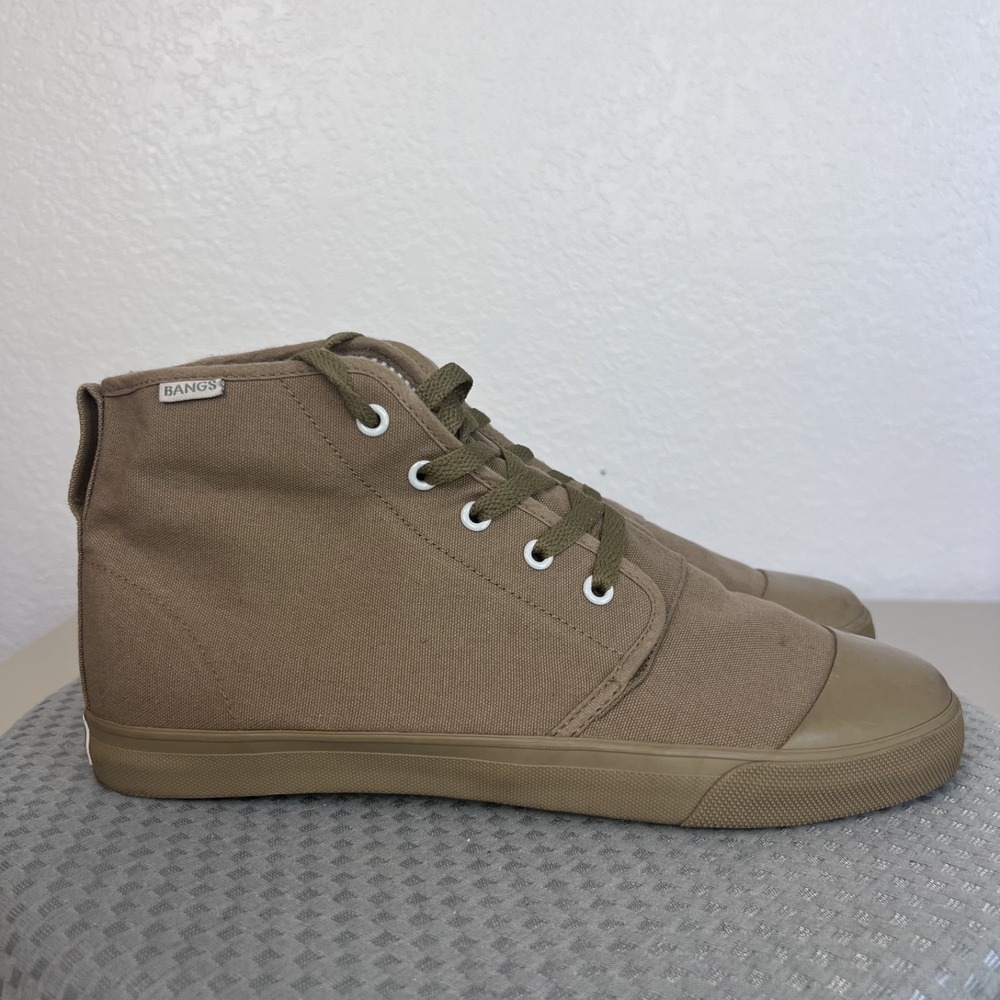 Bangs Sneakers Mens 10 Or Womens 11.5 Tan Canvas Hi Top Casual Shoes Skater